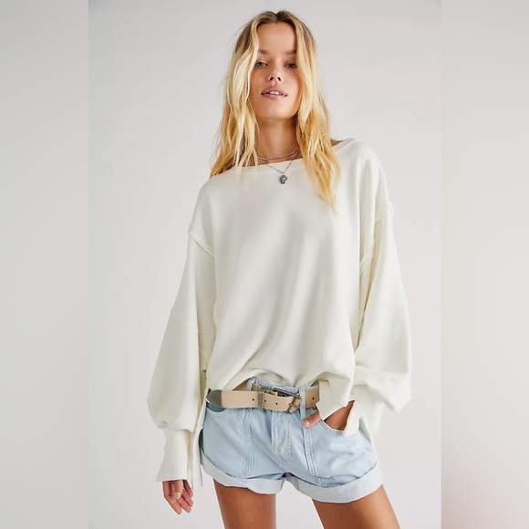 We The Free Tops - We The Free Oversized Cream Pullover Sweatshirt